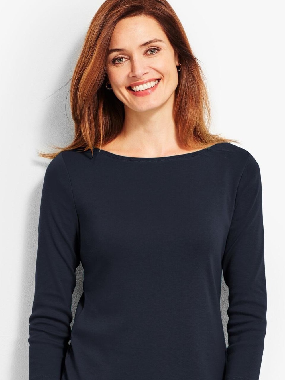 Talbots Navy Boatneck Long-Sleeve Top